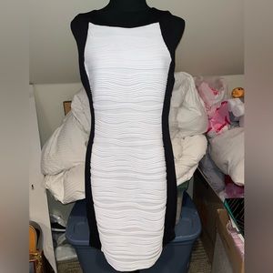Calvin Klein white with black trim bodycon mini dress size 6